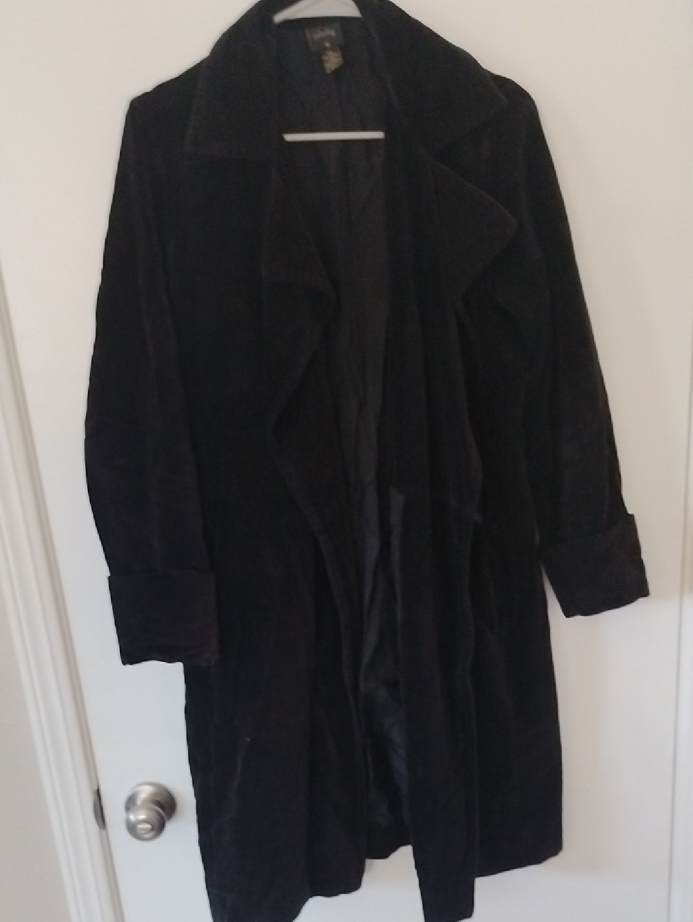 Classic Black Velvet Trench Coat - Timeless Longline Style